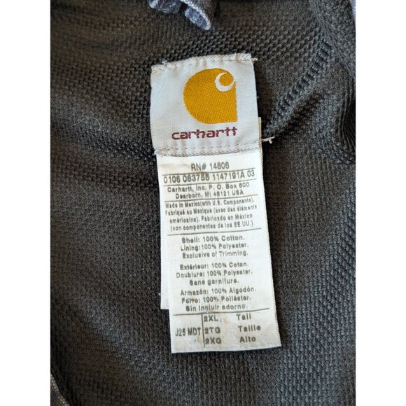 Carhartt Vintage 90s Faded Navy Hooded Thermal Lined Canvas Jacket J25MDT 2XLT - Picture 7 of 9